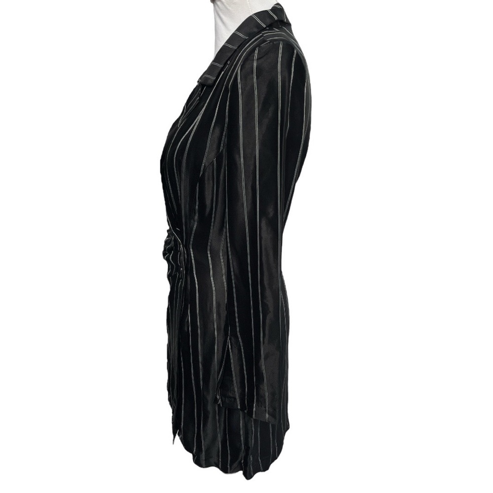 Zara Pinstriped Wrap Blazer Mini Dress Black Size Small - Picture 4 of 9
